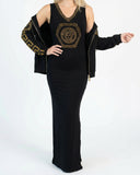 طقم فستان توينز اسود قطعتين – فستان قطن وجاكيت باحجار حرارية