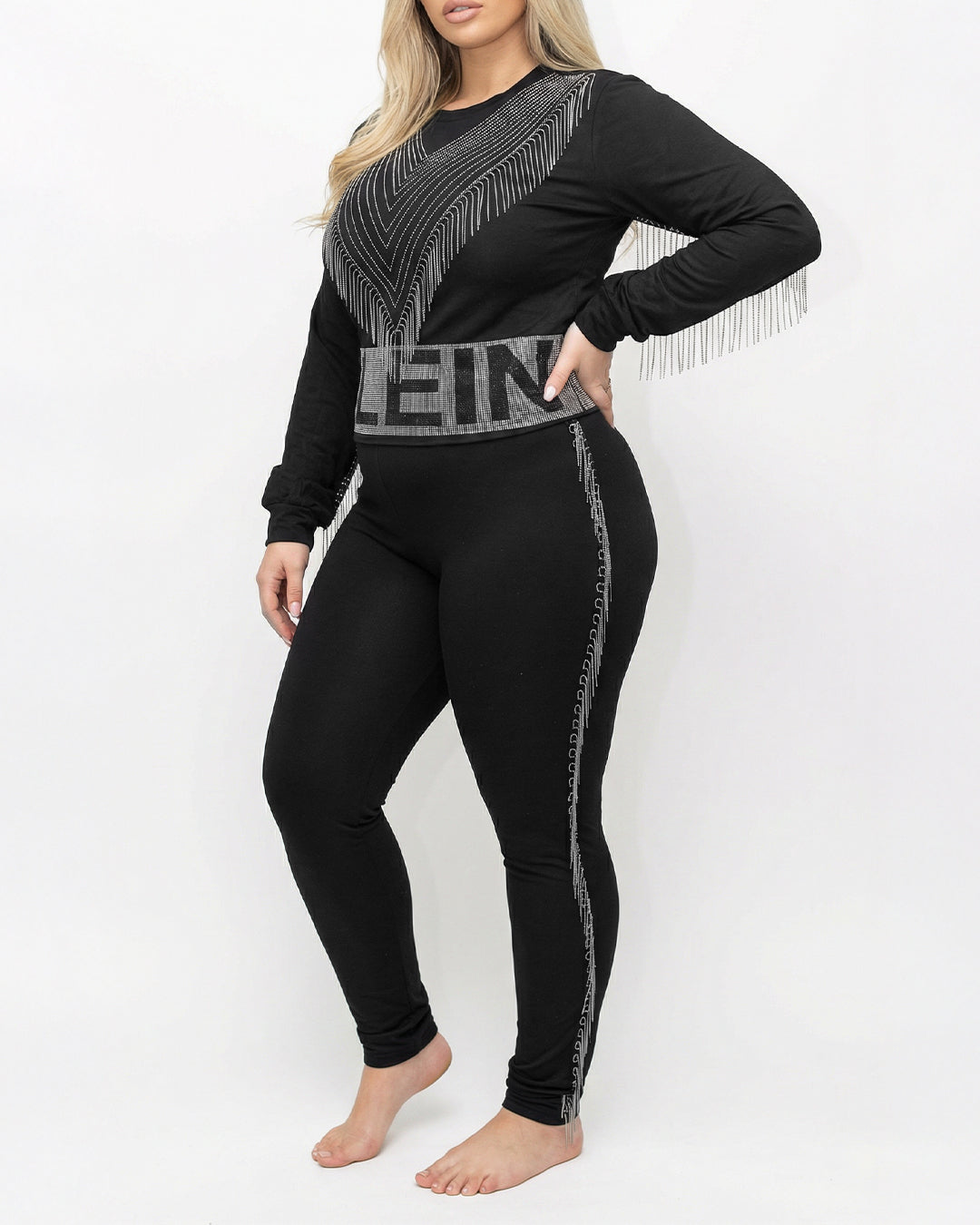 ترينج بلين سلاسل و حزام مرصع - قطن طبيعي - اسود\فضي