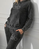 طقم هودي وبنطلون قطني "فنتج" - رمادي فحمي شتوي ترينج خروج