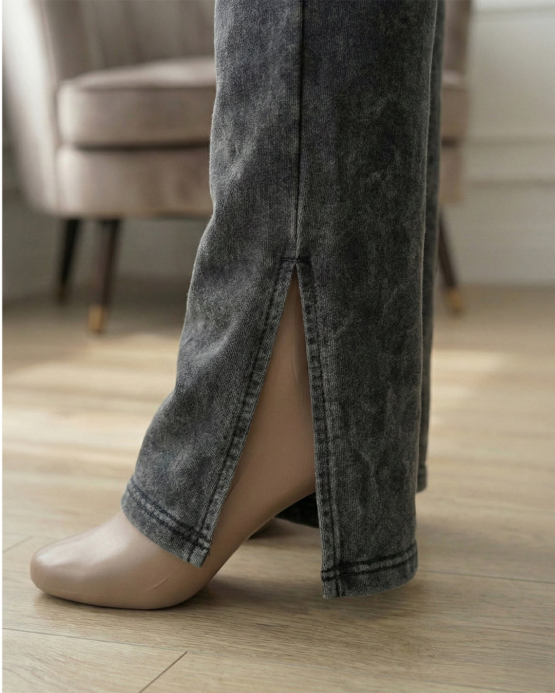 طقم هودي وبنطلون قطني "فنتج" - رمادي فحمي شتوي ترينج خروج