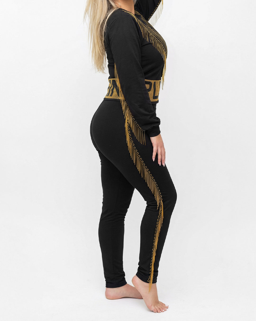 ترينج بلين سلاسل و حزام مرصع - قطن طبيعي - اسود\ذهبي